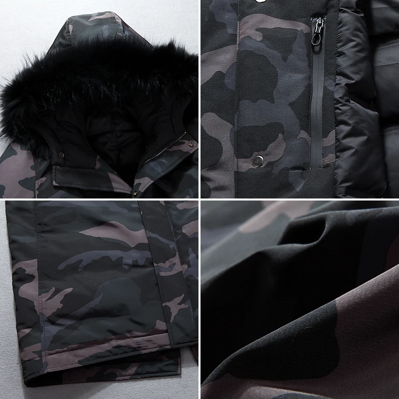 Мужская камуфляжная куртка на белом утином пуху ветрозащитная