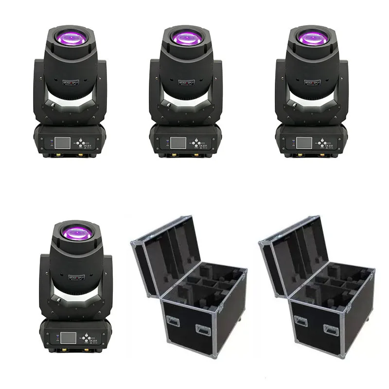 4 шт./лот с 2 flightcase новейший LED 200 Вт Moving Head Beam Spot Wash 3 в 1 освещение вечеринки DJ stage lights