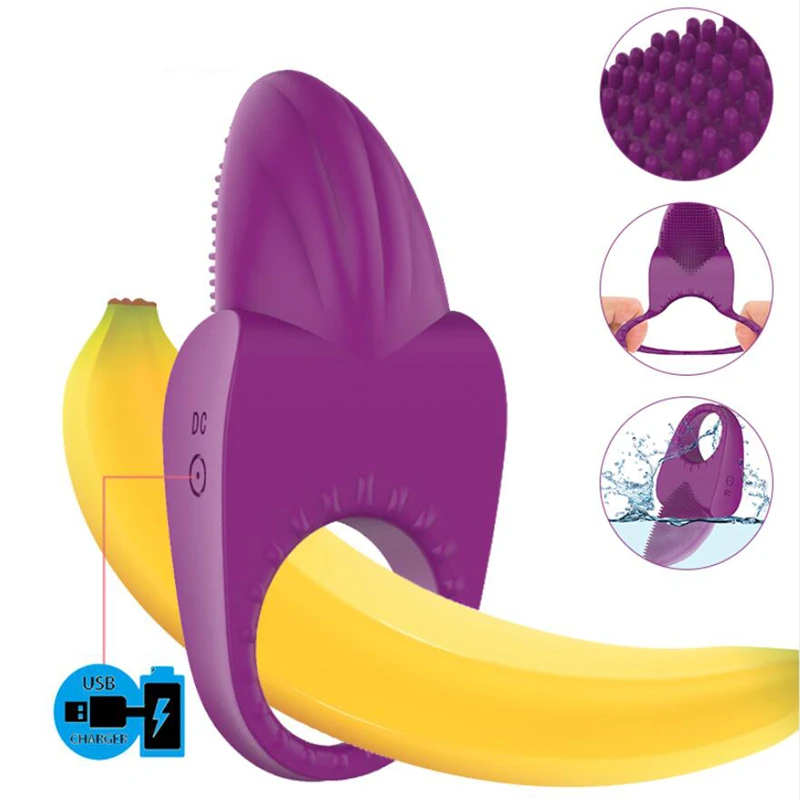 Вибрирующий пенис кольцо страпон секс игрушки для пар язык вибратор мужчин