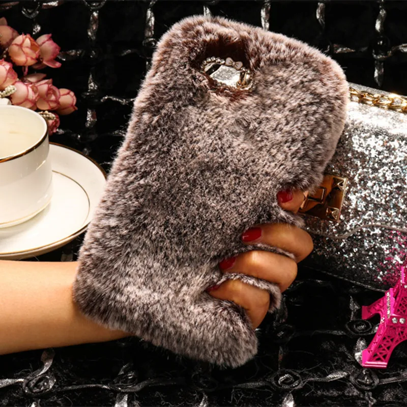 Fluffy Rabbit Fur hair cases For Oneplus X 5 6 3 T Soft phone bag case shell for 6t 3t 5t bling diamond coque warm cover |