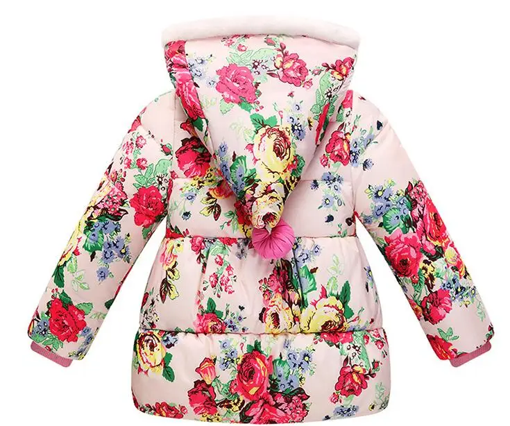 Детская теплая одежда для девочек цветы пуховая куртка| |