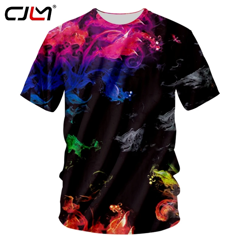 

CJLM Leisure Sports Mens O Neck Tshirt 3D Horrible Colorful Flower Printed Tee Shirt Man Tshirt Casual Brand Clothing Wholesale