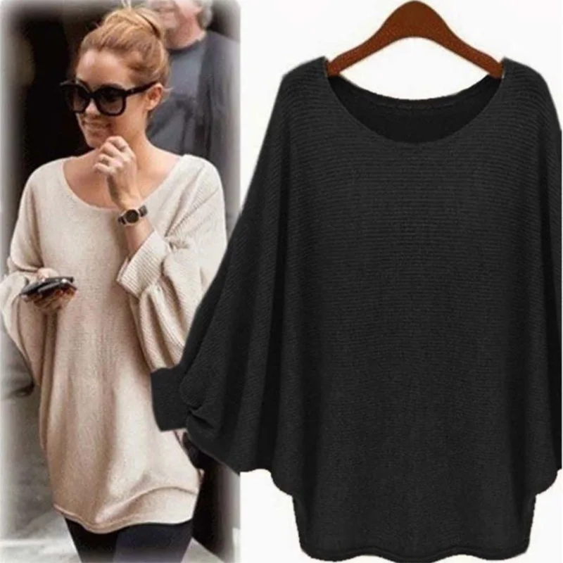 2019 New Women Casual Sweater Knitted Batwing Pullovers Ladies Loose Autumn Outwear Fashion Women'S Jumper Pull Femme | Женская