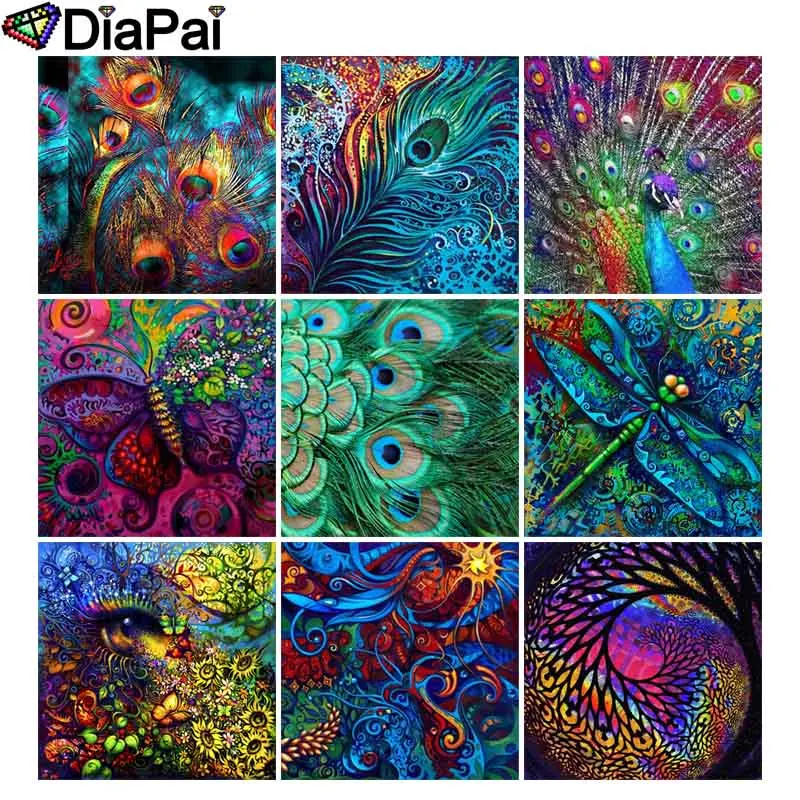 

DIAPAI Diamond Painting 5D DIY Full Square/Round Drill "Colored feather scenery" 3D Embroidery Cross Stitch 5D Decor Gift