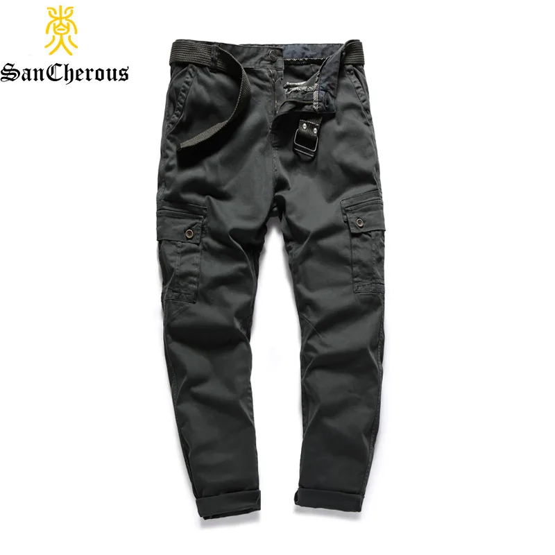 Новинка 100% хлопок с несколькими карманами мужские повседневные брюки карго