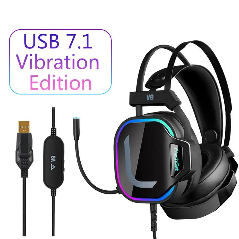 Игровая гарнитура компьютерная 7,1 для PS4 xbox ONE PC Windows Mac IOS Android RGP стример захватывающий звук вибрационные игровые наушники - Цвет: Vibration