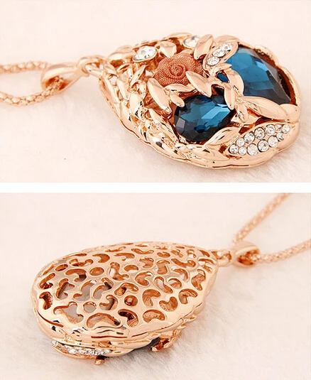 Женское длинное ожерелье с золотыми кристаллами Массивное колье подвеской в