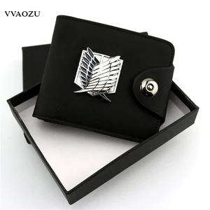 Кошелек для косплея из японского аниме Атака Титанов с металлическим логотипом, кожаный кошелек с мультяшным рисунком, держатель для карт, кошелек, подарок для детей