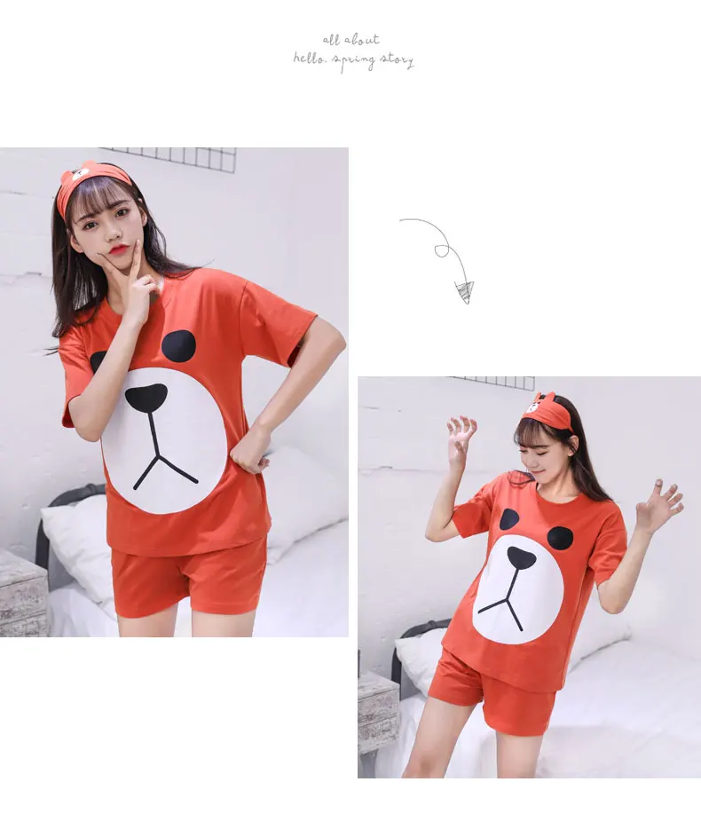 Шорты Pj набор женские пижамы с круглым вырезом Милая Пижама &quotМедвежонок&quot