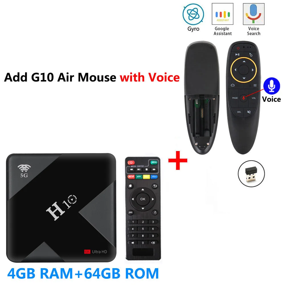 4GB 64GB add G10 H10 Smart tv Box Android 9,0 4 Гб ОЗУ 32 Гб 64 Гб ПЗУ 2,4G 5G Wifi телеприставка Allwinner H6 четырехъядерный H.265 6K HDR медиаплеер - Цвет: 4GB 64GB add G10