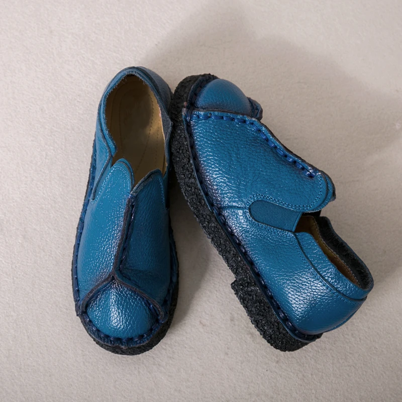 Женская обувь ручной работы туфли в ретро-стиле натуральная кожа на плоской