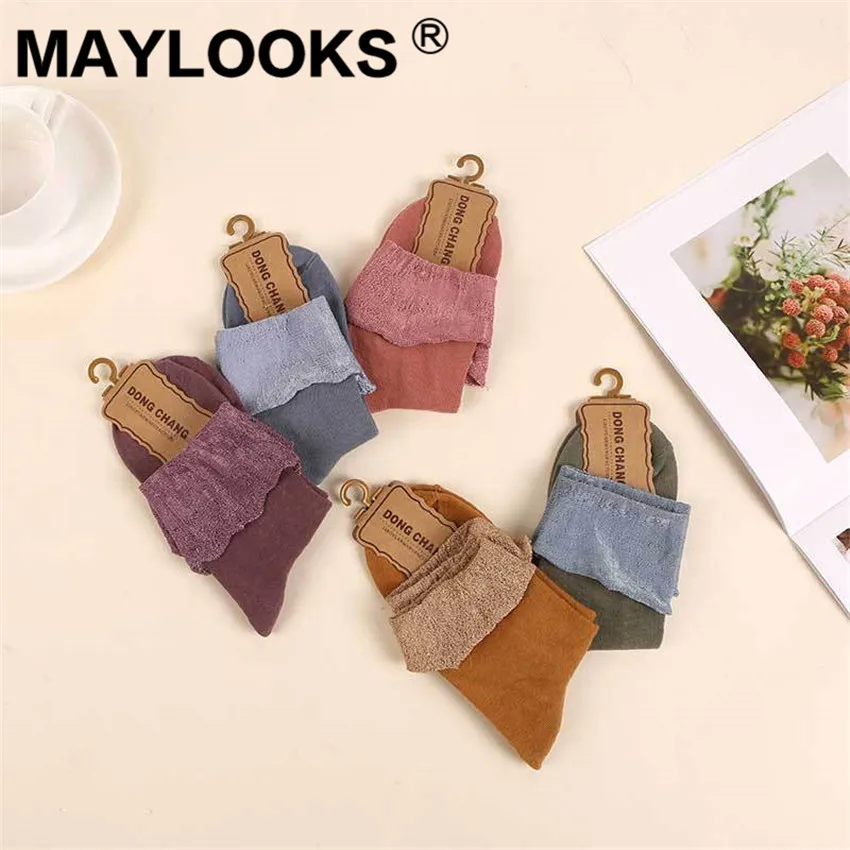 Maylooks/Новинка японские носки сезон осень-зима свободные хлопковые с закрытым