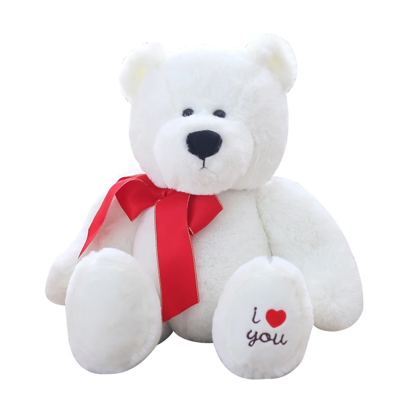 Новый год медведь кукла рождественский подарок I Love You красная лента белый