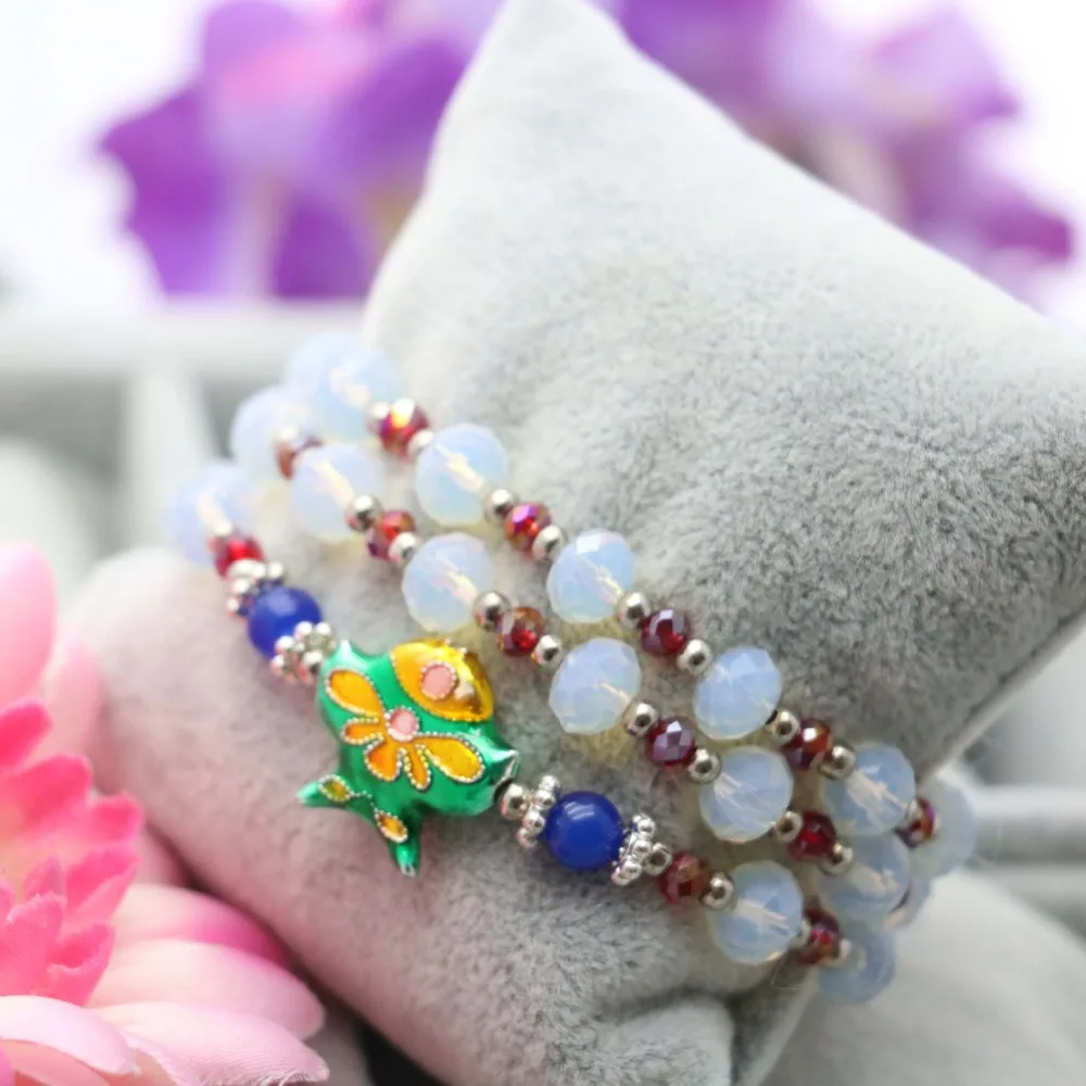 5*8 мм Классический распространенных браслет с граненными элементами белого