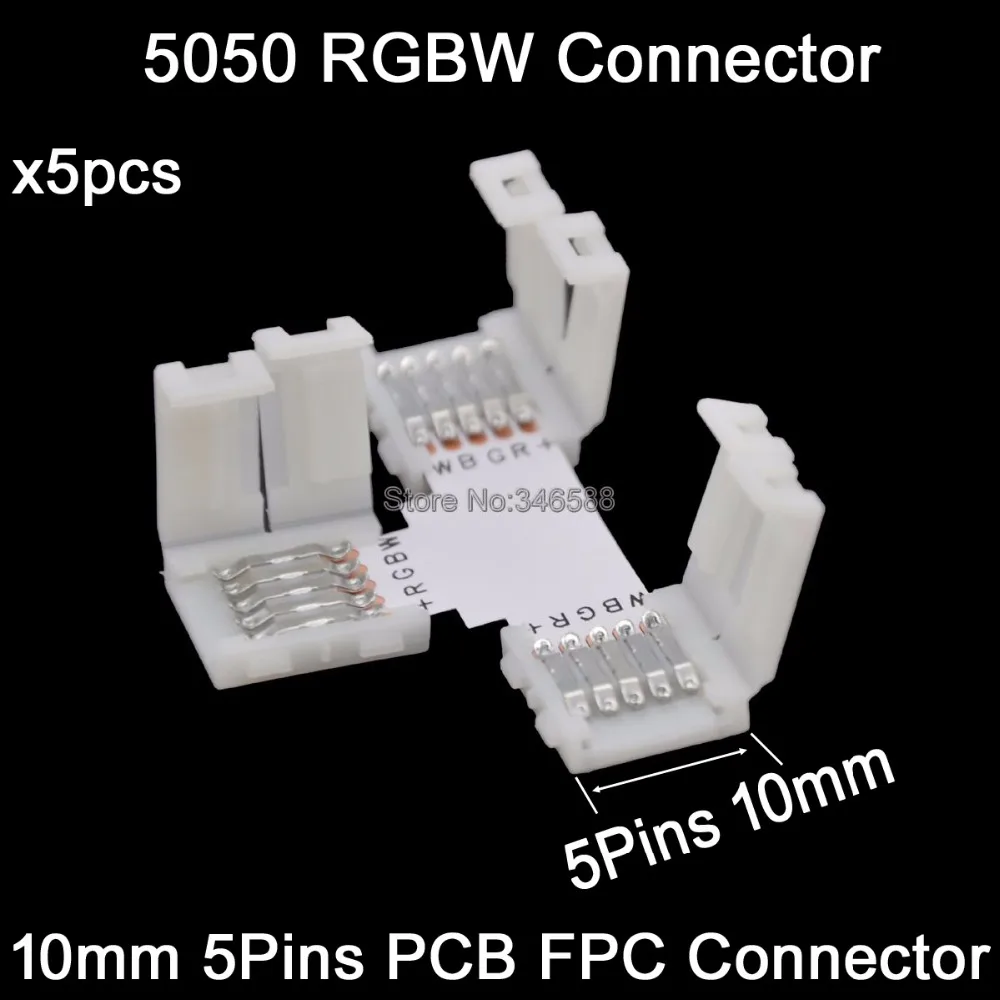 5 шт./лот 5-контактный 5-контактный 10 мм Т-образный угловой разделитель печатной платы, коннектор без пайки, без сварки, 3 FPC проводники для ленты 10 мм шириной RGBW