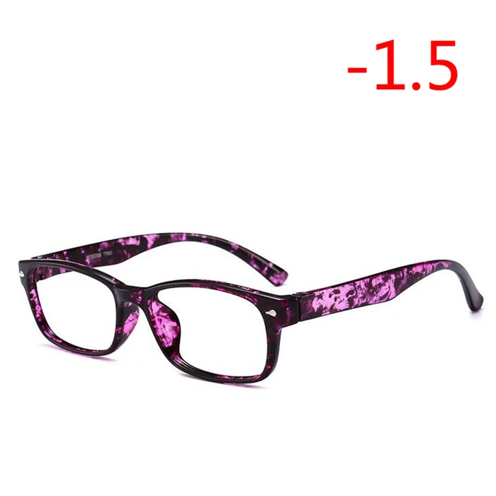 Myopia 150 1,0-1,5-2,0-4,0 квадратные очки для близорукости с градусом женские мужские короткие очки для коррекции зрения TR90 полосатая черная синяя красная Желтая оправа - Цвет оправы: Myopia 150