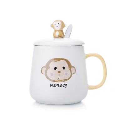 O Большие кружки kawaii Panda, керамическая чашка, кофейные кружки, молочные кружки чашки для чая, термальные бутылки для воды с крышкой-ложкой для детей, рождественский подарок - Цвет: O
