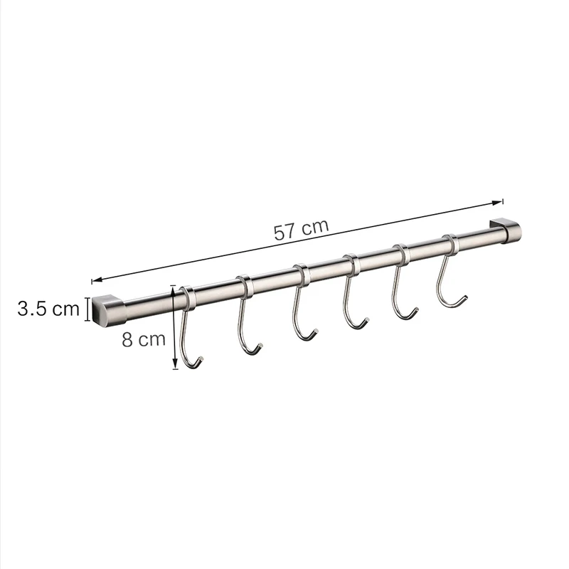FLG Kitchen Racks Accessories Towel Holder with 6 Stainless Steel Hook Brushed Nickel Wall Mounted Shelves | Обустройство дома