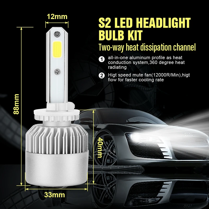 Katur 2 шт. H27 880 881 светодиодных ламп Conversion Kit противотуманные фары 6500K белый H1 H3 H4 H7 H11