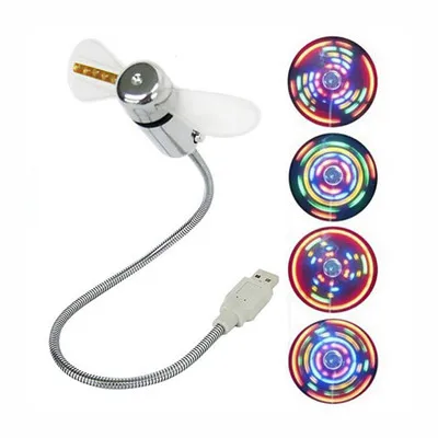 Colourful USB Мини Часы светодиодный светильник USB вентилятор часы креативные регулируемые настольные часы портативные гибкие Крутые гаджеты Отображение времени - Цвет: Colourful
