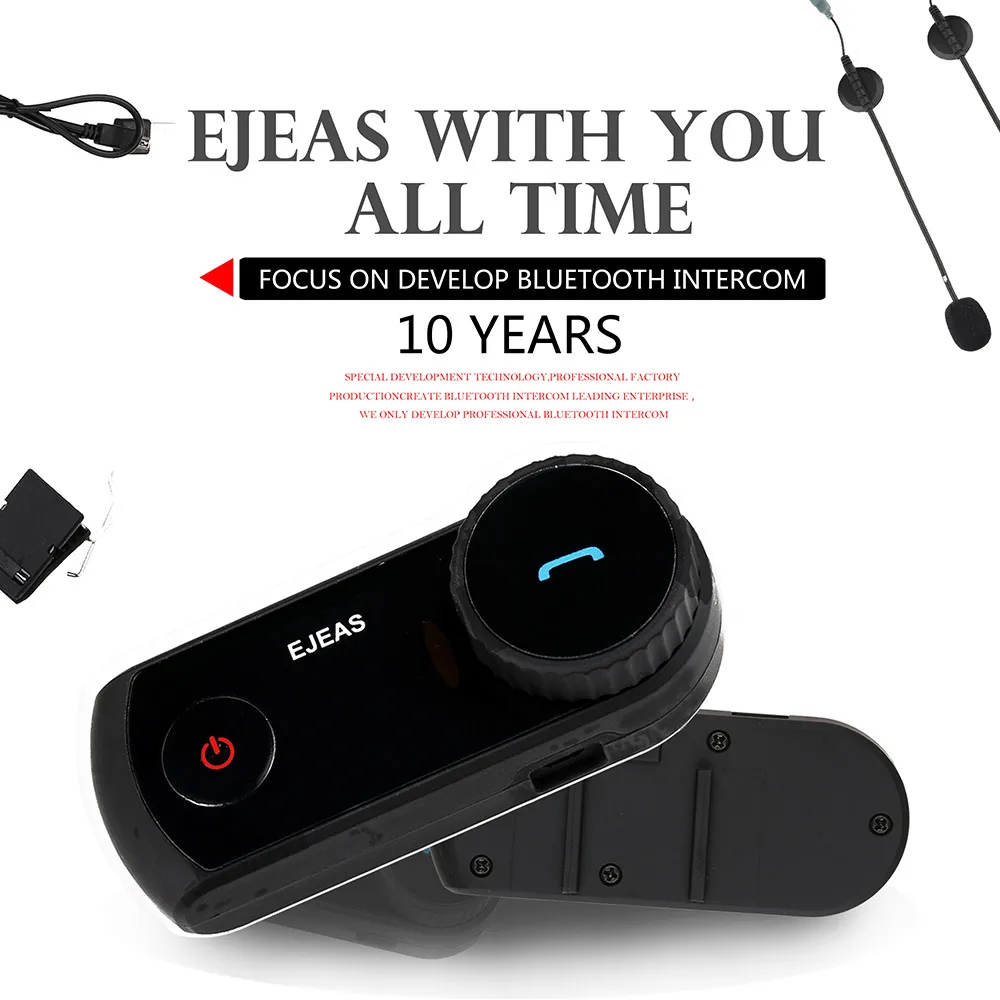 EJEAS 1200 м мотоцикл E2 Bluetooth домофон VOX водонепроницаемый IP65 беспроводной мотоцикл гарнитура домофон для 4 гонщиков