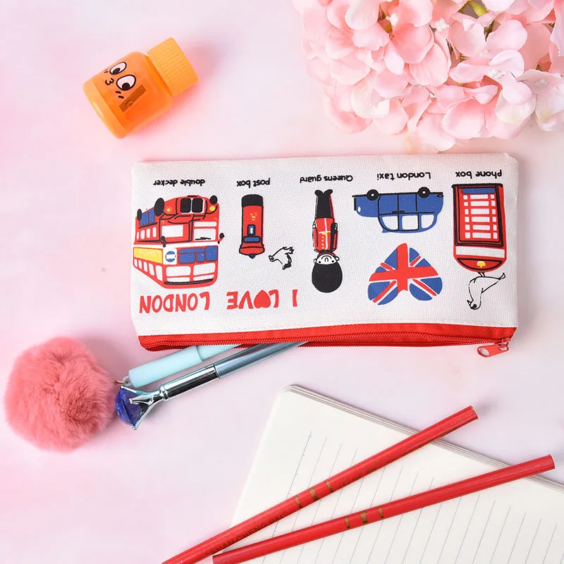 Я люблю Лондон Стиль солдат Оксфорд пенал Творческий Англия дизайн хранения