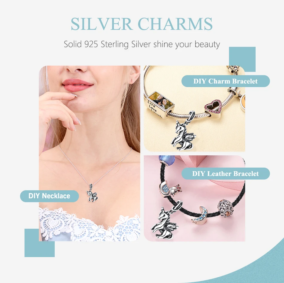 2019 милый единорог с позолоченным кольцом подходит оригинальный браслет шармами