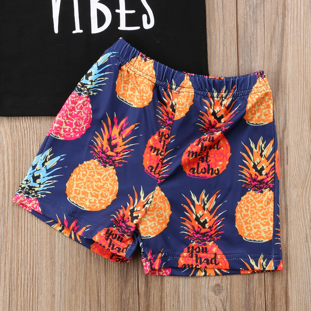 2 предмета топы для маленьких мальчиков футболка шорты с ананасами Пляжный наряд