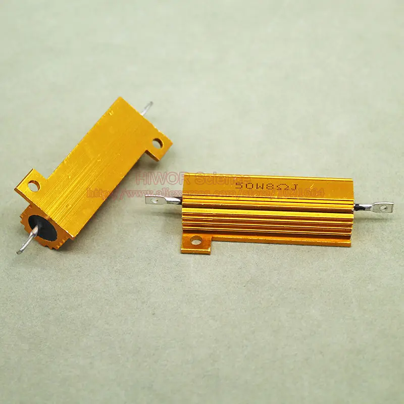 2 шт./лот) RX24 8 Ohm 8R 50 Вт 50 Вт Алюминиевый резистор высокой мощности металлический корпус теплоотвод резистор Сопротивление 8 Ом