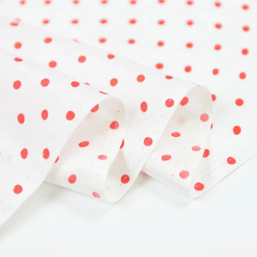 Red polka dot print silk blending cotton fabric twill 14momme 140cm width SCT319 | Дом и сад
