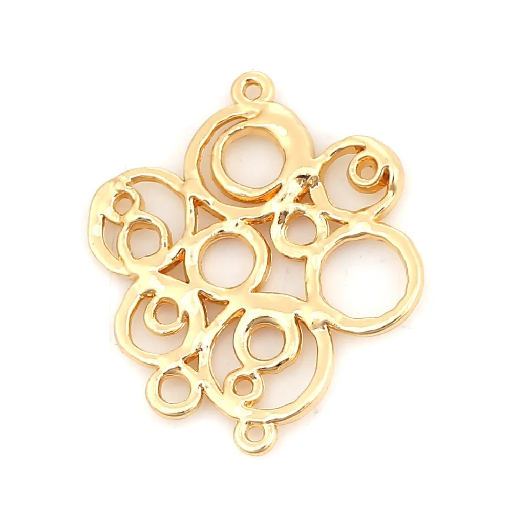DoreenBeads оцинкованные сплавные соединители нерегулярные золотые серебряные тон круг полые DIY Подвески 33 мм(1 2/") x 28 мм(1 1/8"), 10 шт