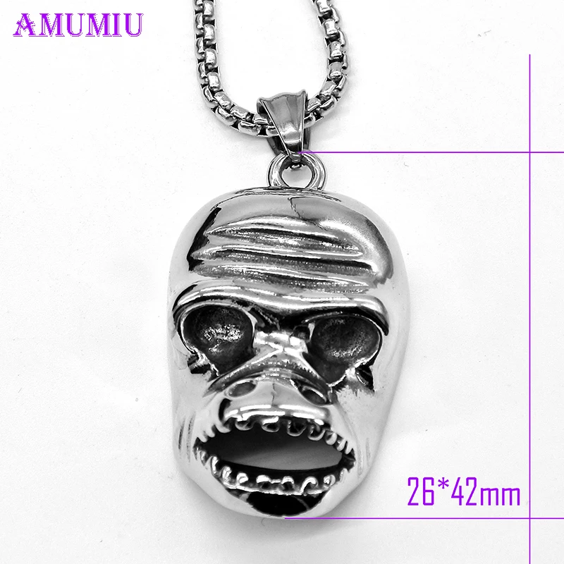 AMUMIU глухие ювелирные изделия маска металлический кулон ожерелье Женщина Мужчины