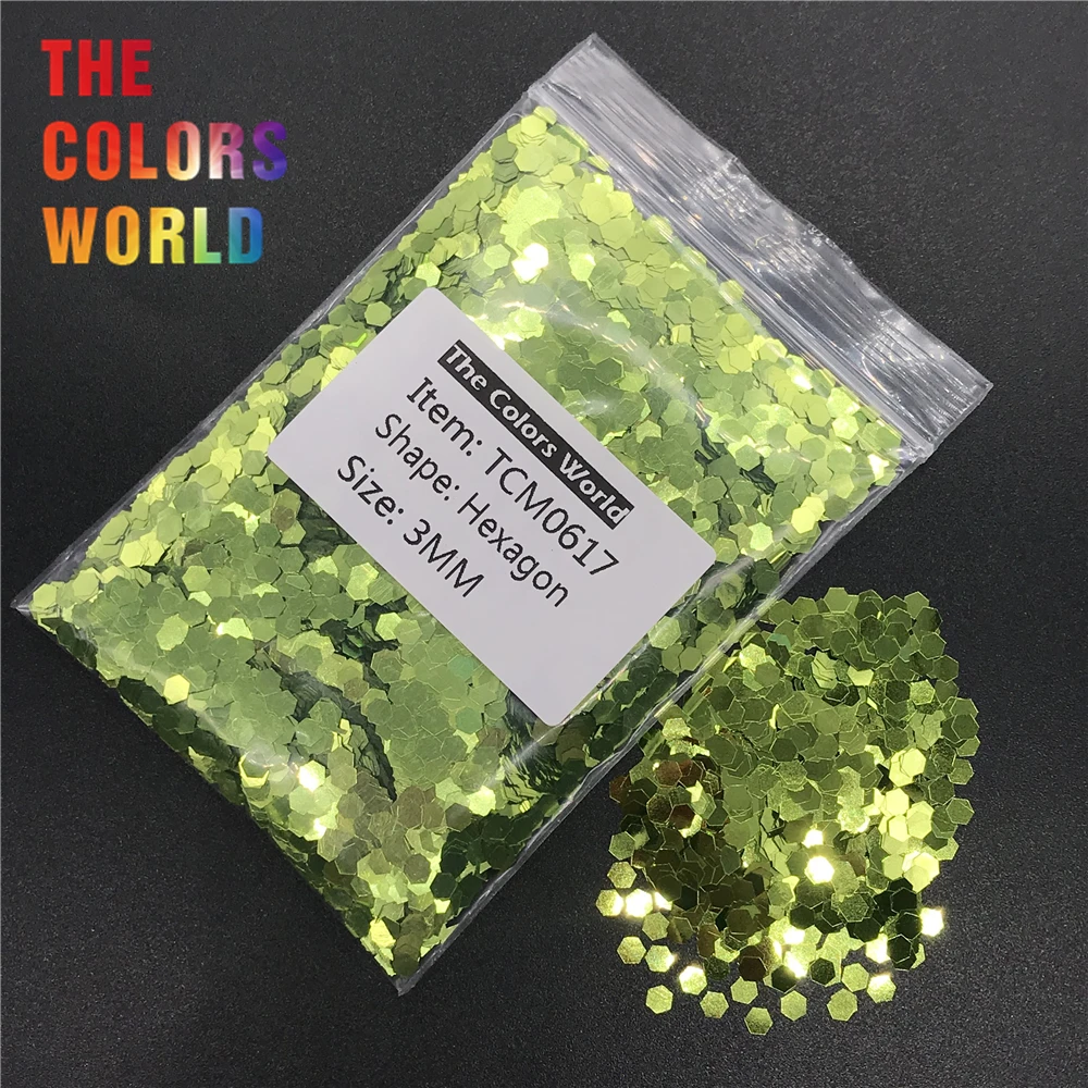 

TCM06017 Light Green Color Metallic Luster Hexagon Shape Nail Glitter Nail Art Decoration Makeup FacePaint Nail Gel Handwork DIY