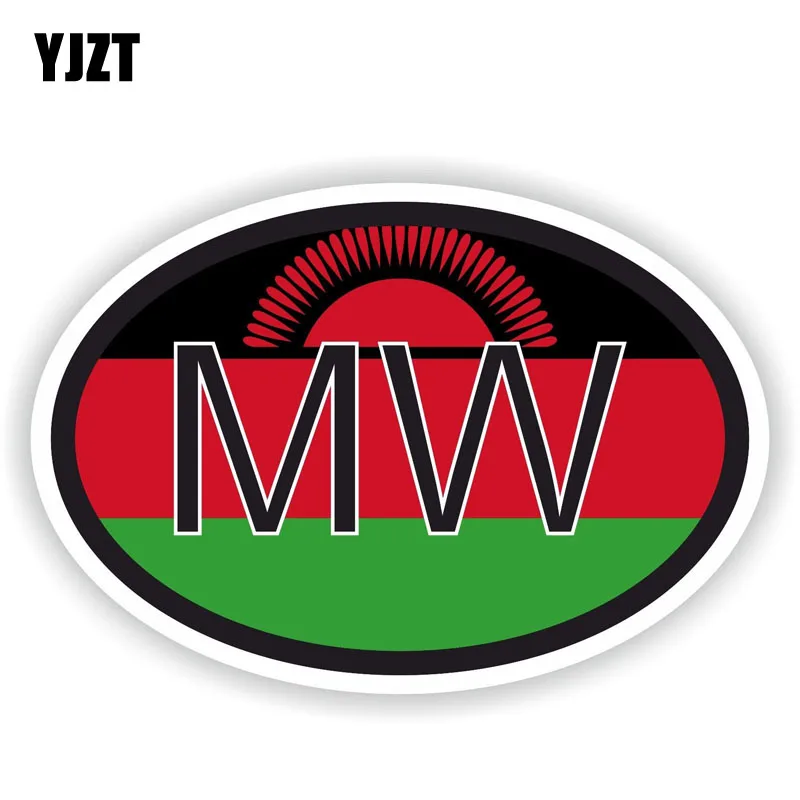 YJZT, 13,2 см * 9 см, индивидуальность, Малави, МВт, Африка, страны, код, мотоциклетная наклейка из ПВХ 6-0350