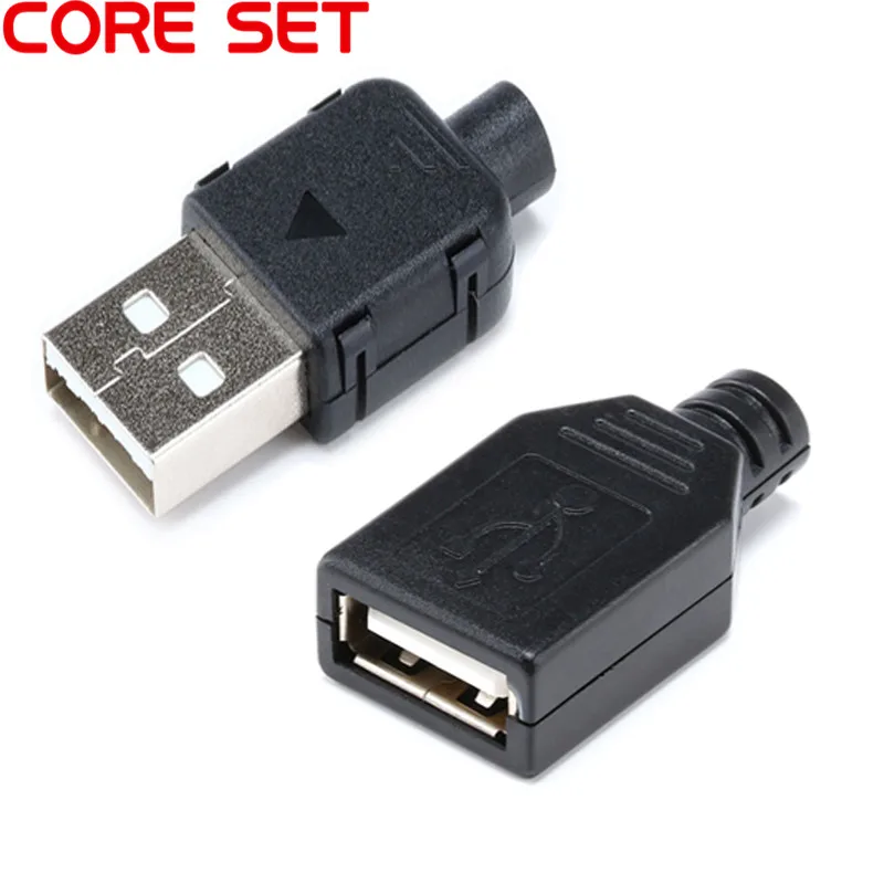 Тип A гнездо или папа USB 4 Pin разъем с черным пластиковым покрытием 5 шт Папа +