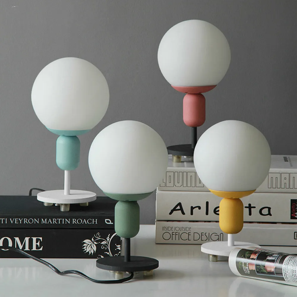 Personality simple desk lamps creative Nordic children's room headlights bedroom study Maccaron round table lamp LU813955 | Освещение