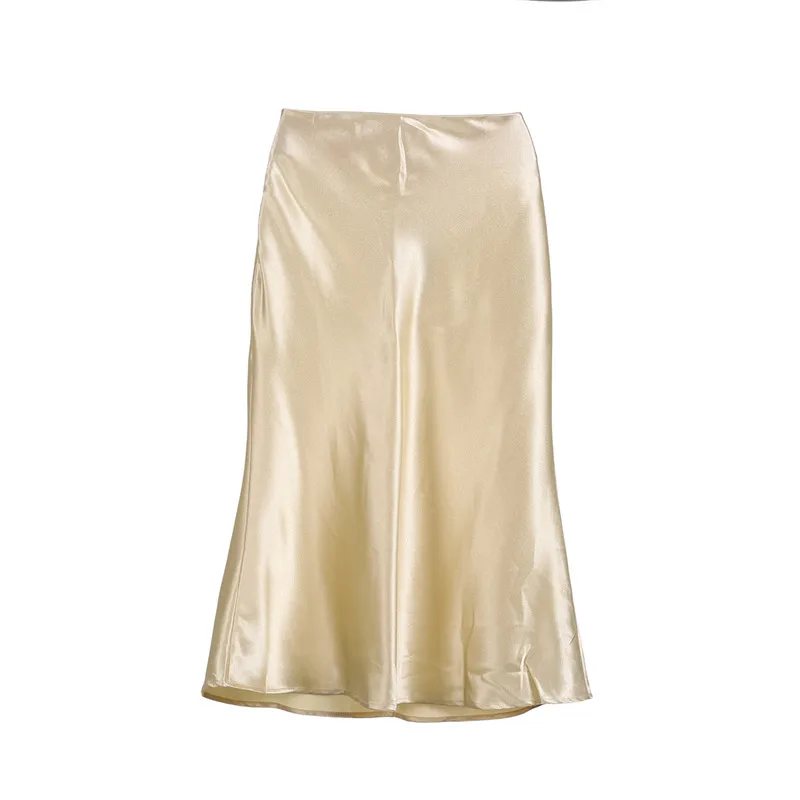 Юбка Женская атласная средней длины Офисная облегающая длинная юбка модный