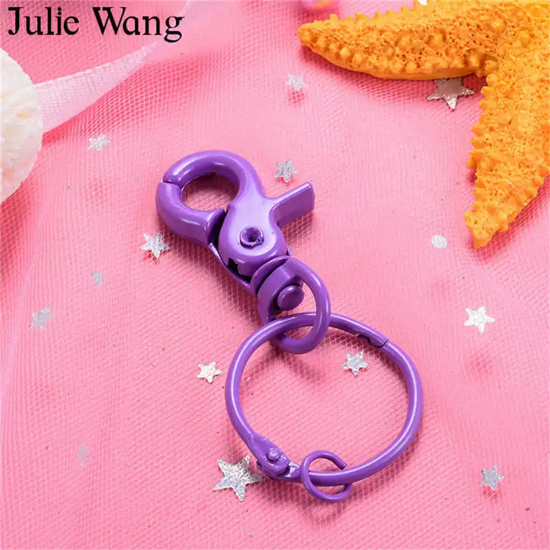 Purple Julie Wang 5 шт. Многоцветный Круглый Брелок Сплит кольцо Брелки Омар Пряжка брелки ювелирные изделия изготовление аксессуаров - Цвет: Purple
