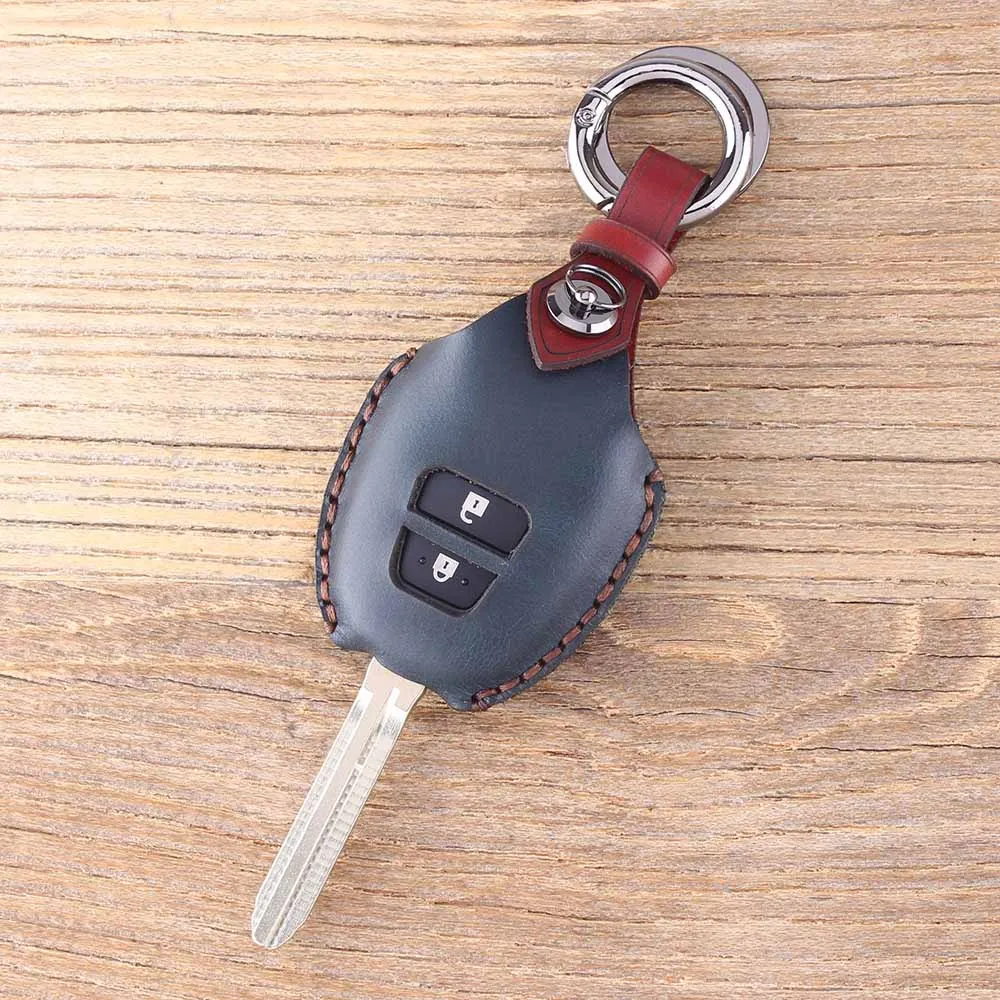 color B Кожаный чехол для ключей KEYYOU для Toyota Corolla Camry eiz New Vios RAV4 Crown, 2 кнопки, чехол для брелока - Название цвета: color B