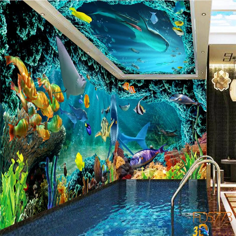 3d настенная бумага подводный мир Акула на заказ роскошная для спальни|wallpaper