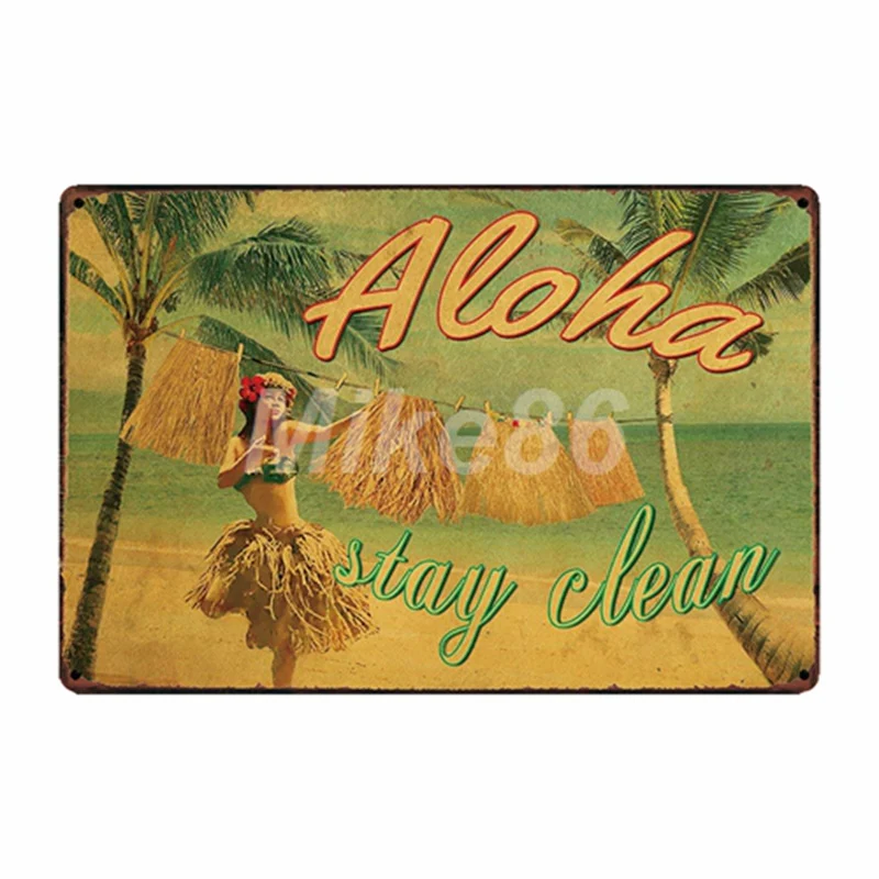 [Mike86] TIKI BAR, надпись "Алоха Гавайи", металлическая жестяная вывеска, декор для комнаты, винтажная настенная вывеска для бара, дома, отеля, 20*30 см, FG-217 - Цвет: SA 2472