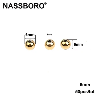 6mm 50pcs Позолоченные металлические бусины из нержавеющей стали 3 мм 4 мм 6 мм 8 мм 10 мм круглые бусины для самостоятельного изготовления ювелирных изделий браслет шар - Цвет: 6mm 50pcs