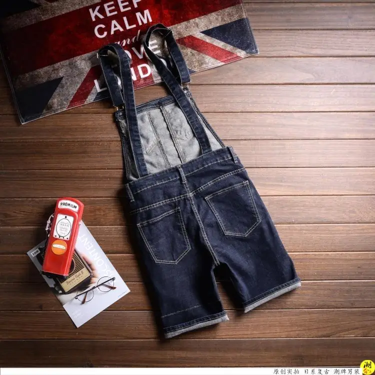 Джинсовые шорты с карманами мужские Модный комбинезон из денима черный