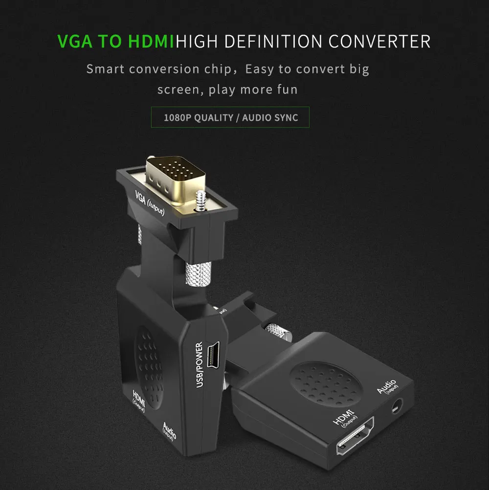 Преобразователь из VGA в HDMI адаптер видео выход ж/аудио кабель и микро USB кабель HD 1080P для HDTV монитор проектор Ноутбук