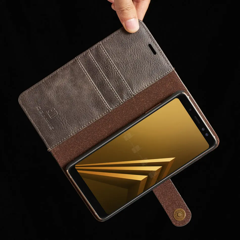 DG. MING Роскошный кожаный чехол 2 в 1 для samsung Galaxy A8, Магнитный съемный держатель для карт, кошелек, чехол для A8 Plus чехол