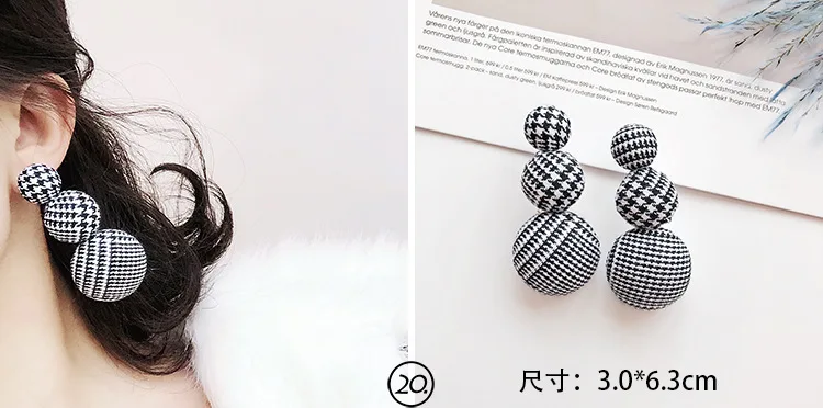 Корейские офисные Серьги OL для девушек, черные полосатые серьги-гвоздики в мелкую ломаную клетку с бантом, модные женские аксессуары, ювелирные изделия