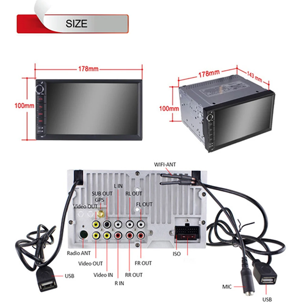 New 7 Inch Universal Car Radio Double 2 Din Quad Core 1024*600 GPS Navigation In Dash PC Stereo Video Electronics | Автомобили и