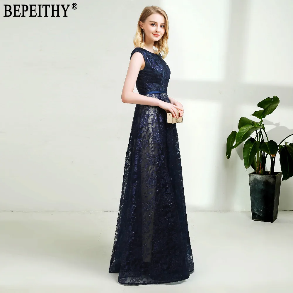 BEPEITHY, Новое поступление, дизайнерские вечерние платья темно-синего цвета с глубоким вырезом, поясом и рукавами-крылышками