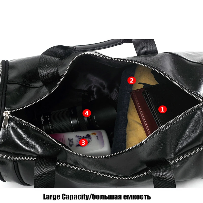 Scione PU Outdoor Messenger Bag Men Leather Sport with Shoes Storage Male Travel Yoga Shoulder Bolsa Sac De Bags | Спорт и