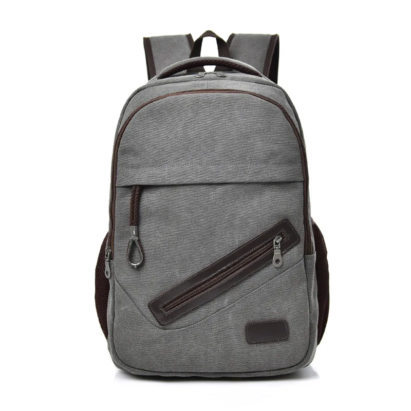 

Men Male Canvas Backpack Gray Casual Rucksacks 15inch Laptop Backpacks College Student School Backpack Women Mochila 8018